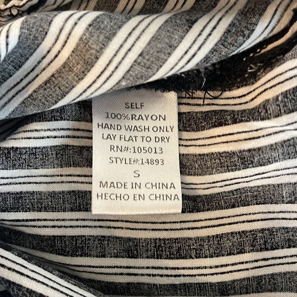 Boho Embroidered Bib Striped Flutter Sleeve Top - Picture 13 of 13